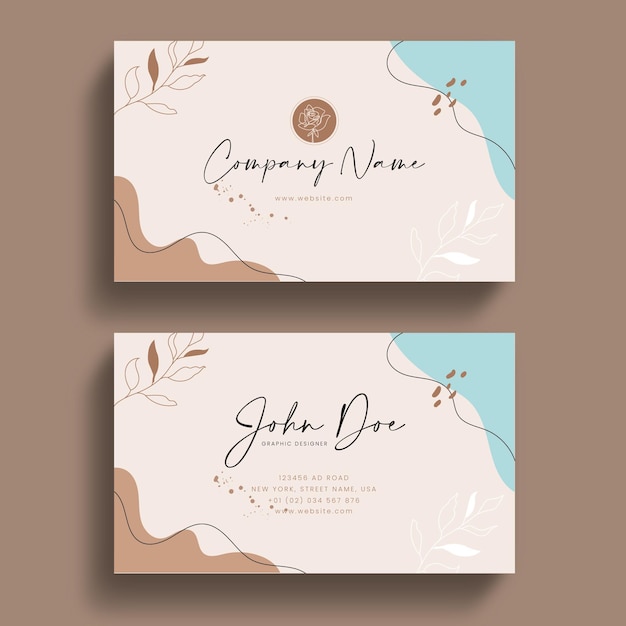 Hand drawn minimal line art business card template