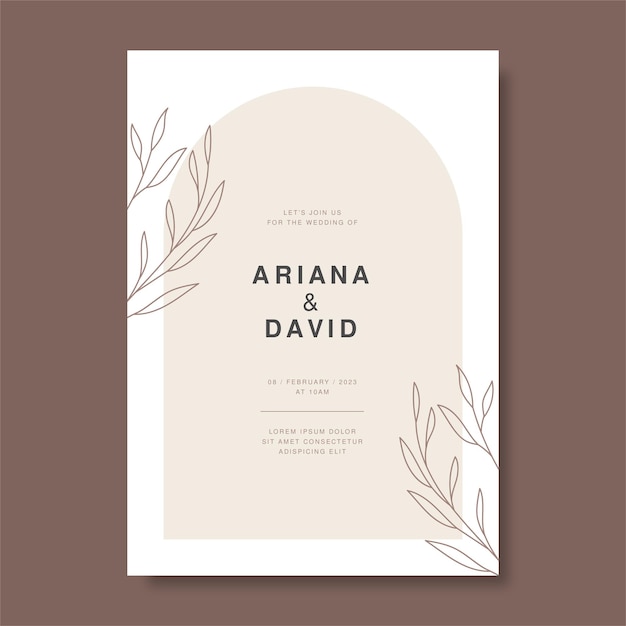 Vector hand drawn minimal wedding invitation