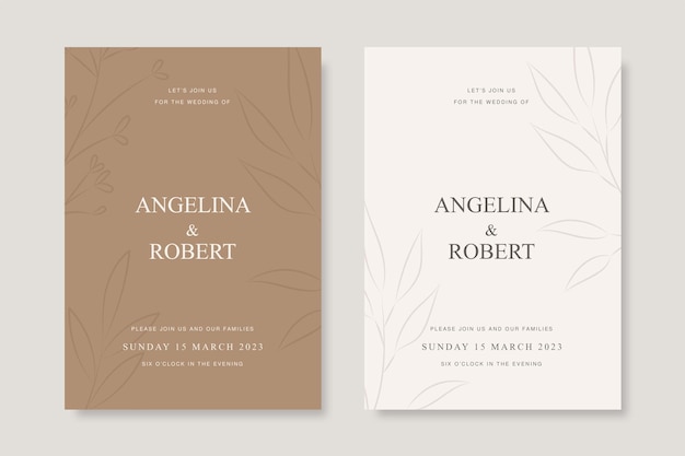 Hand drawn minimal wedding invitation