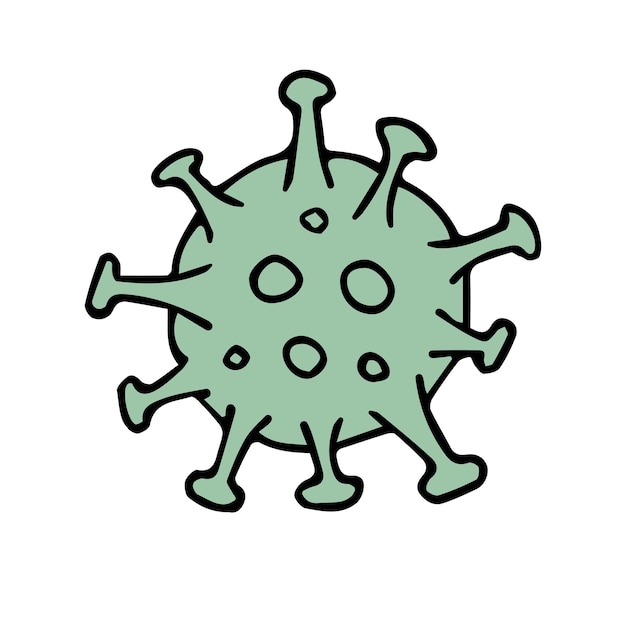 Hand drawn mint green coronavirus covid 19 cell