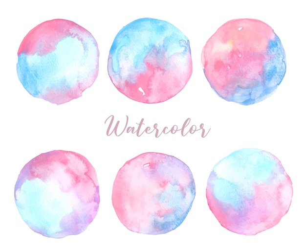 Hand drawn mixed rainbow watercolor stain set