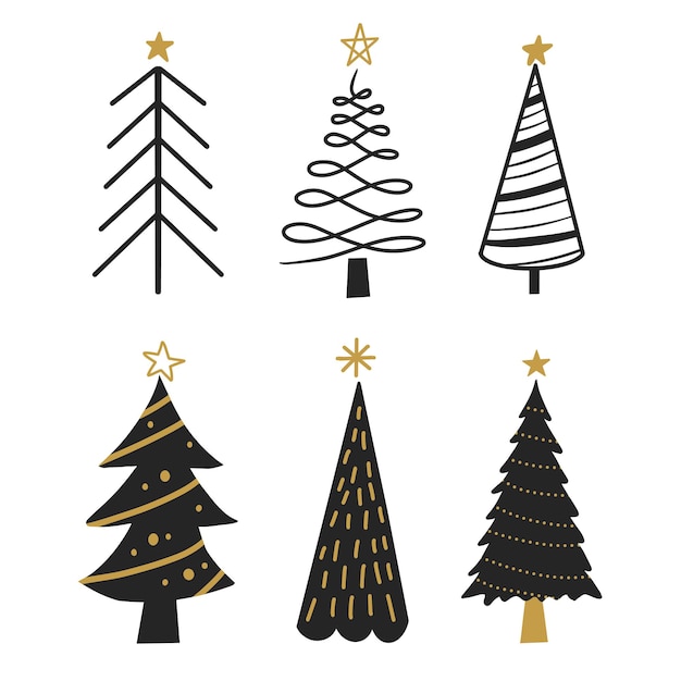 Hand Drawn Modern Christmas Tree Collection