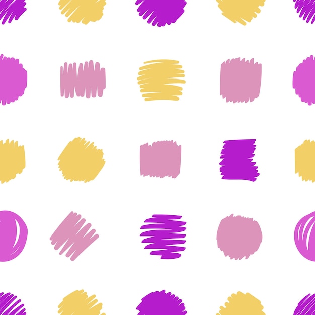 Hand drawn modern pattern of brush stroke. Vector seamless abstract background in bright colors.