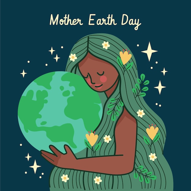 Hand drawn mother earth day illustration