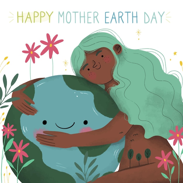 Hand drawn mother earth day illustration