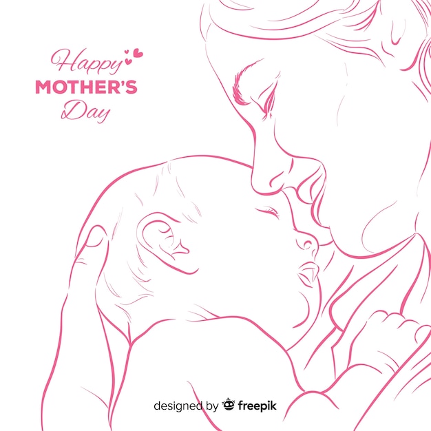 Hand drawn mother's day background