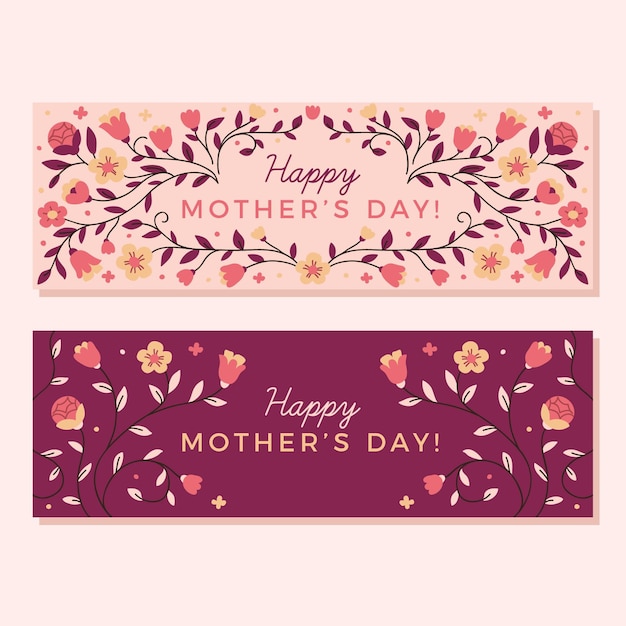 Vector hand drawn mother's day banners set