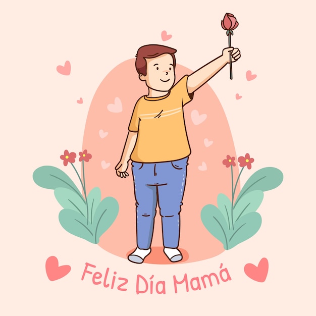 Hand drawn mother's day illustration in spanish