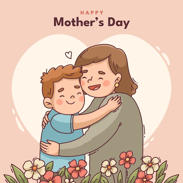 Hand drawn mother's day illustration