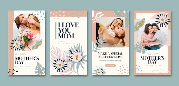 Hand drawn mother's day instagram stories collection