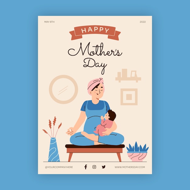 Hand drawn mother's day vertical poster template