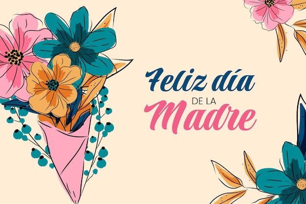 Hand drawn mothers day background in spanish