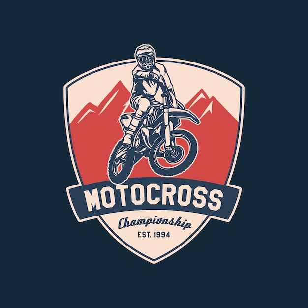 Hand Drawn Motorcross Adventure Club Logo Badge