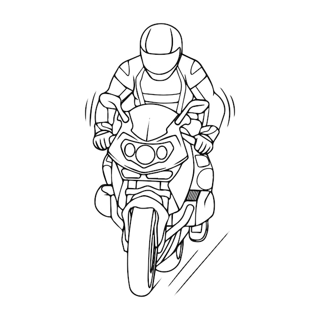 hand drawn motorcycle line art kids for Children coloring book