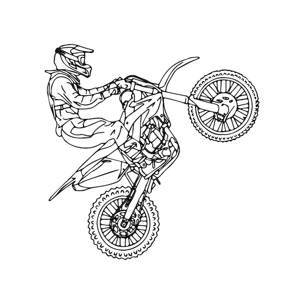 hand drawn motorcycle line art kids for Children coloring book