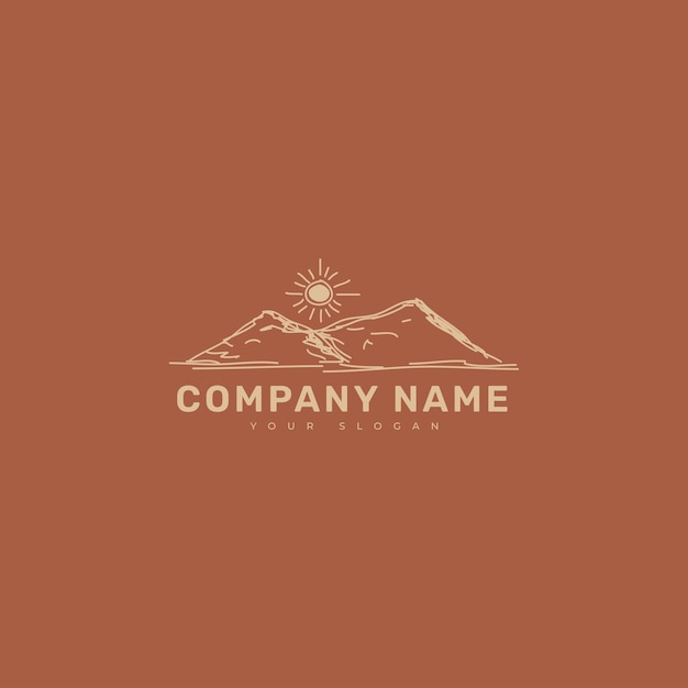 Hand drawn Mountain logo vector design template