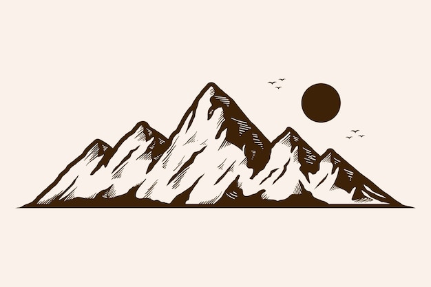 Hand drawn mountain outline illustration