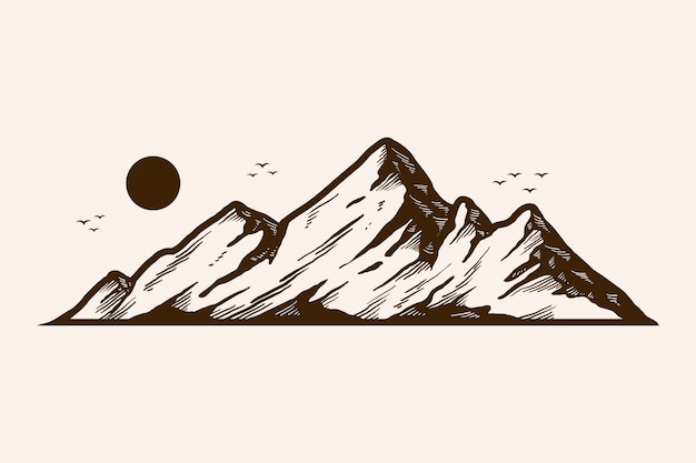 Hand drawn mountain outline illustration