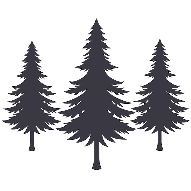 Vector hand drawn mountain pine trees vector illustration