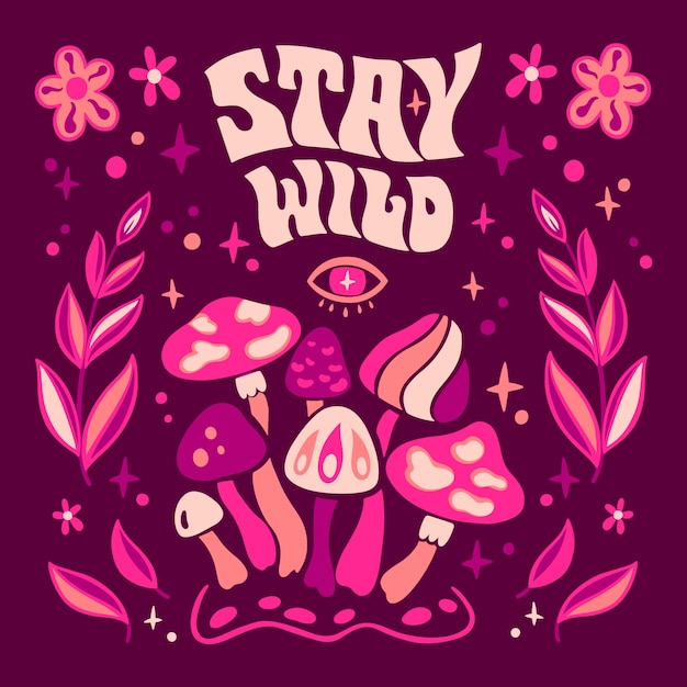 Hand drawn mushroom lettering design