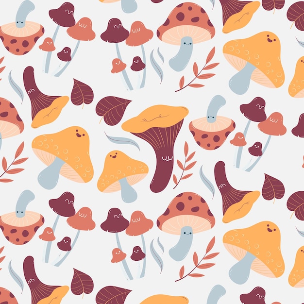 Hand drawn mushroom pattern