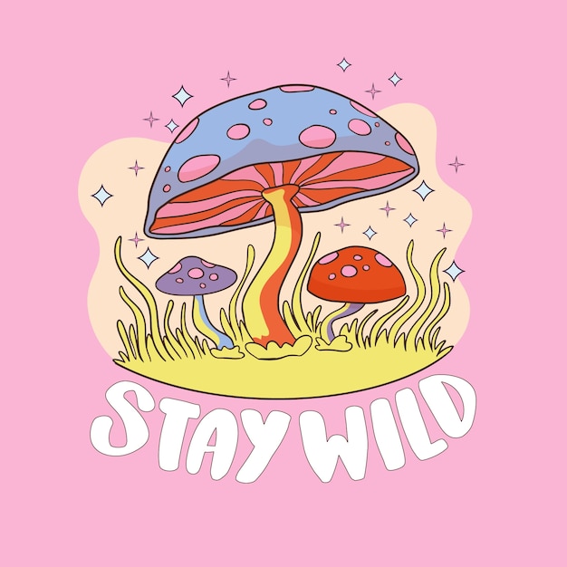 Hand drawn mushroom text illustration