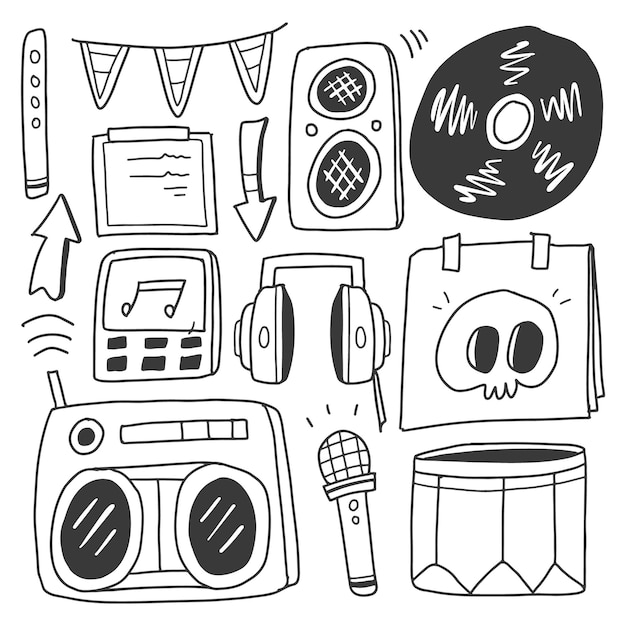 hand drawn music doodle cartoon design