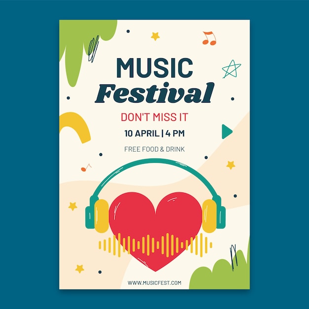 Hand drawn music festival poster template