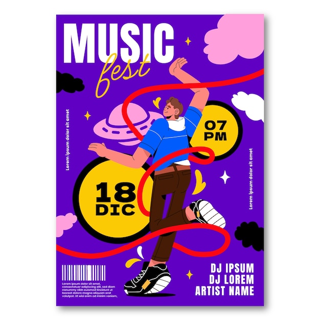 Hand drawn music festival poster template