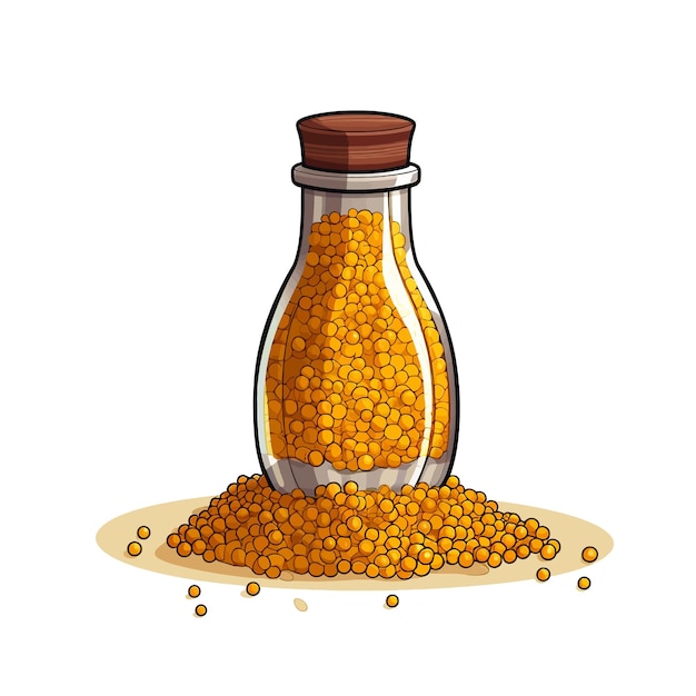 Vector hand drawn mustard spice cartoon vector illustration clipart white background