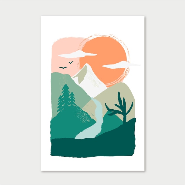 Hand drawn muted colors illustration