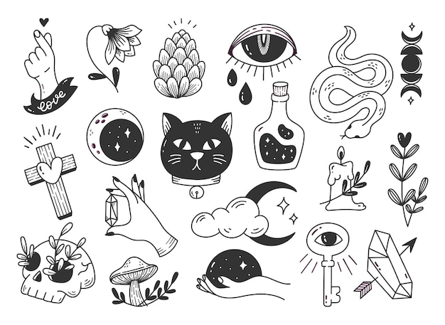 hand drawn mystical doodle design element