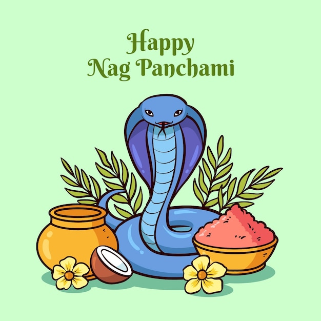 Hand drawn nag panchami illustration