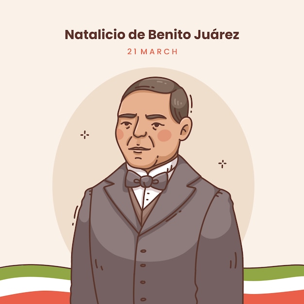 Hand drawn natalicio de benito juarez illustration