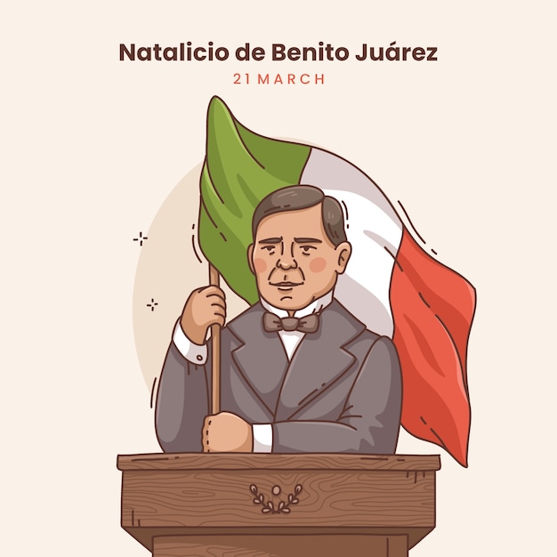 Hand drawn natalicio de benito juarez illustration