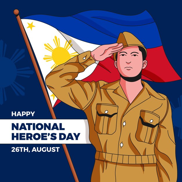 Vector hand drawn national heroes day illustration