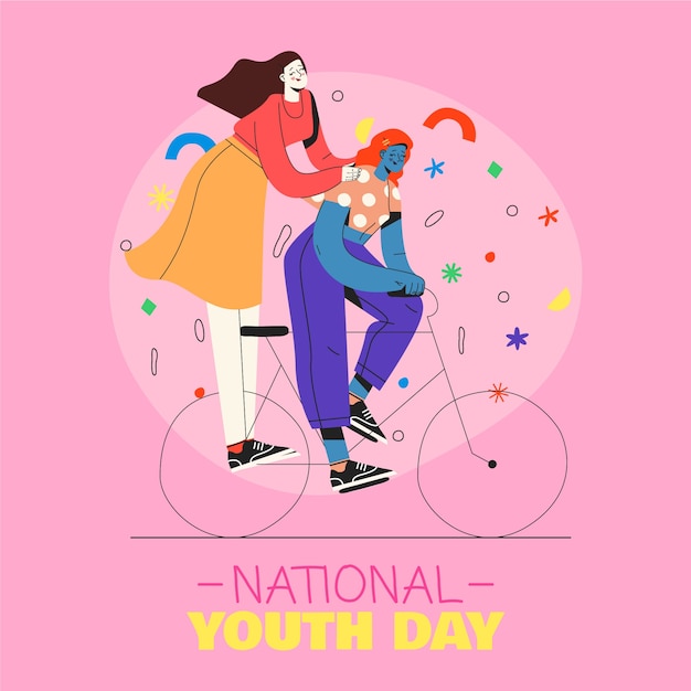 Hand drawn national youth day illustration