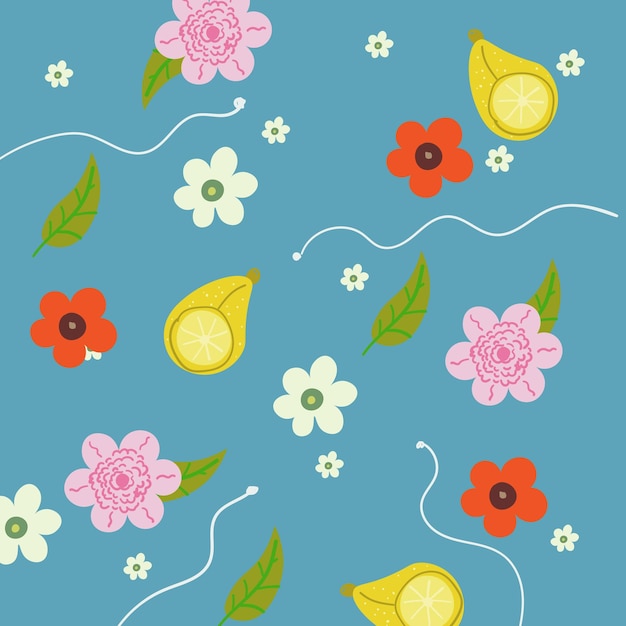 Hand Drawn Nature Flower Background Summer Illustration