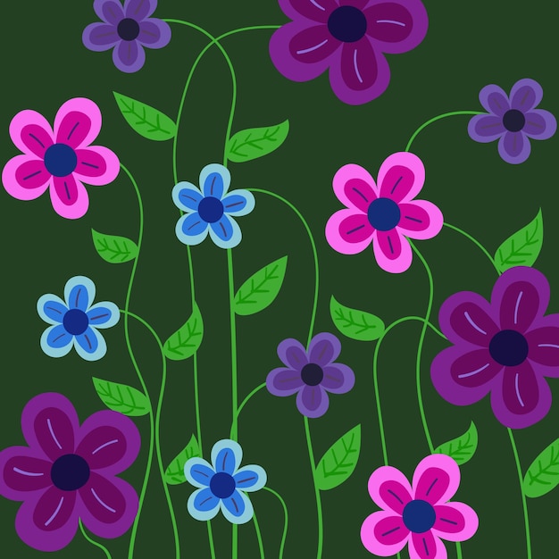 Hand Drawn Nature Flower Background Summer Illustration