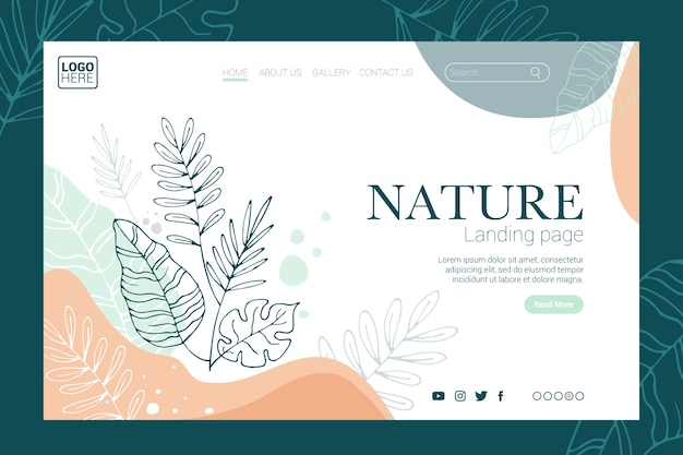 Vector hand drawn nature landing page