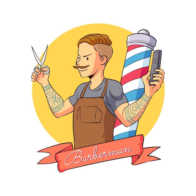 hand drawn a neat barberman