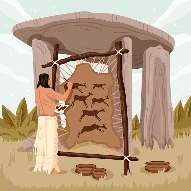 Hand drawn neolithic illustration