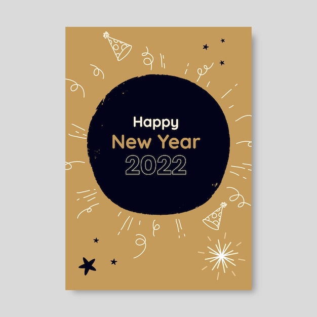 Hand drawn new year greeting card template