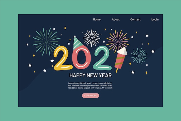 Hand drawn new year landing page template