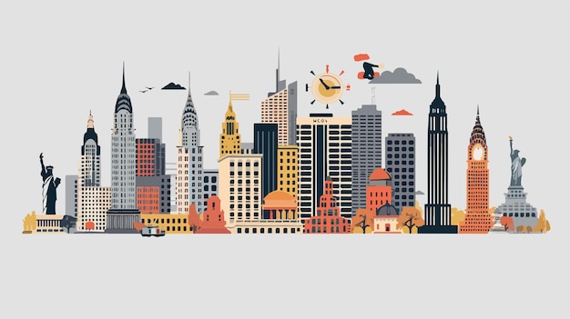 Vector hand drawn new york city elements vector set