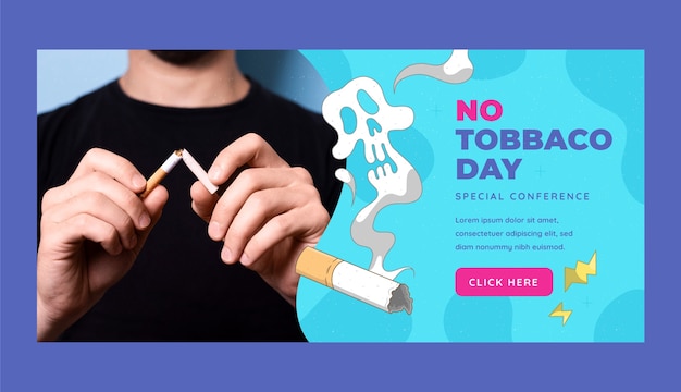 Vector hand drawn no tobacco day horizontal banner template