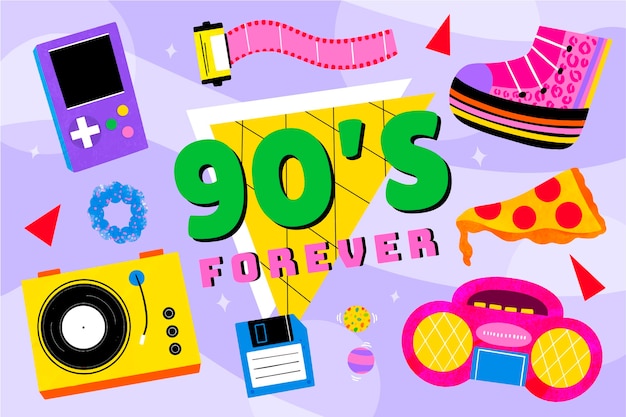 Hand drawn nostalgic 90's background