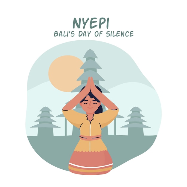 Hand drawn nyepi illustration