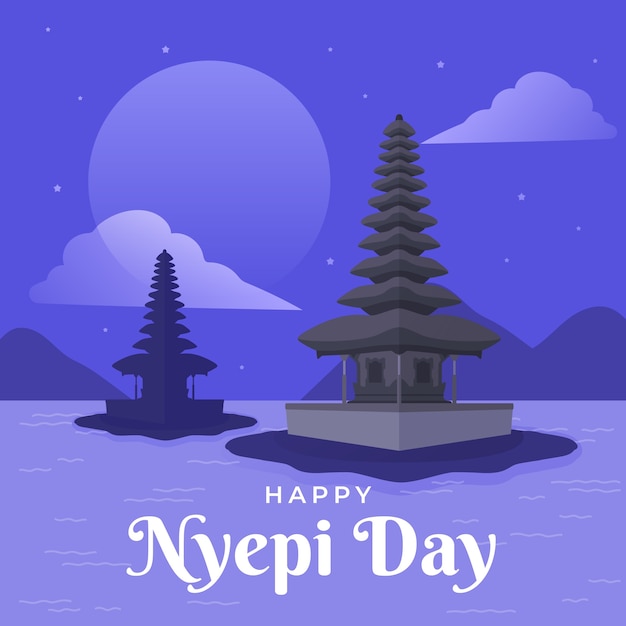 Hand drawn nyepi illustration