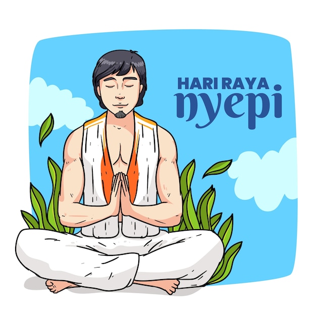 Hand drawn nyepi illustration